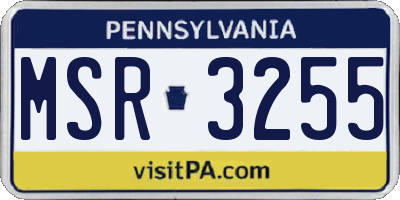 PA license plate MSR3255