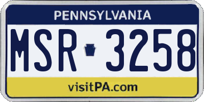 PA license plate MSR3258