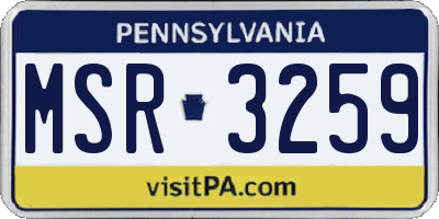 PA license plate MSR3259