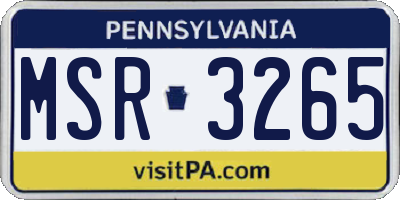 PA license plate MSR3265