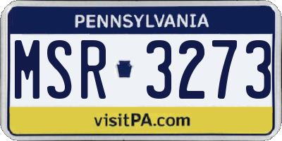 PA license plate MSR3273
