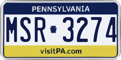 PA license plate MSR3274