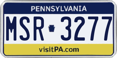 PA license plate MSR3277