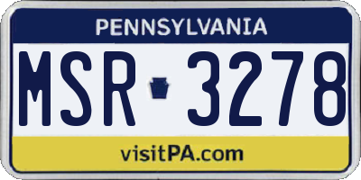 PA license plate MSR3278