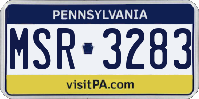 PA license plate MSR3283