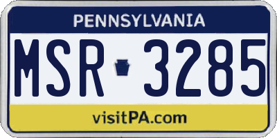 PA license plate MSR3285