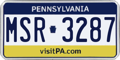 PA license plate MSR3287