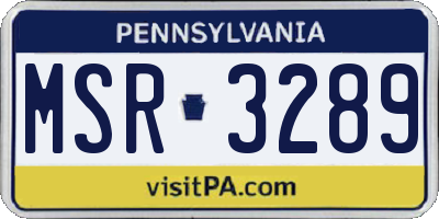 PA license plate MSR3289