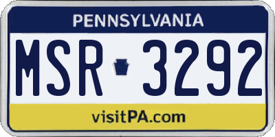 PA license plate MSR3292