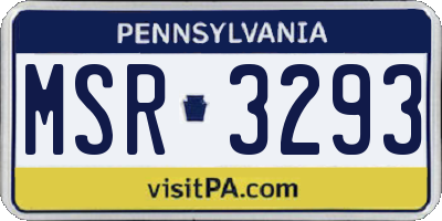 PA license plate MSR3293