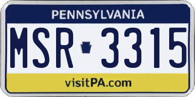 PA license plate MSR3315