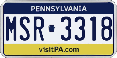 PA license plate MSR3318