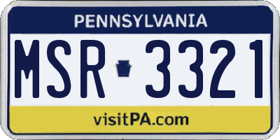 PA license plate MSR3321