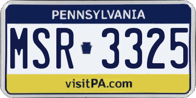 PA license plate MSR3325