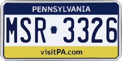 PA license plate MSR3326