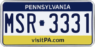 PA license plate MSR3331
