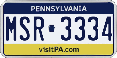 PA license plate MSR3334