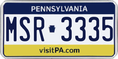 PA license plate MSR3335