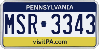 PA license plate MSR3343