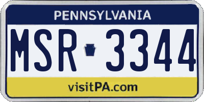 PA license plate MSR3344