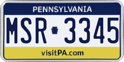 PA license plate MSR3345