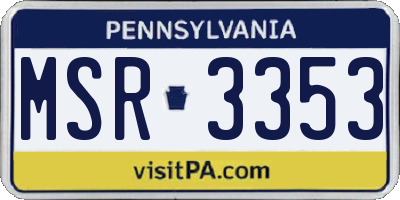 PA license plate MSR3353
