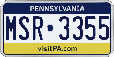 PA license plate MSR3355