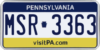PA license plate MSR3363