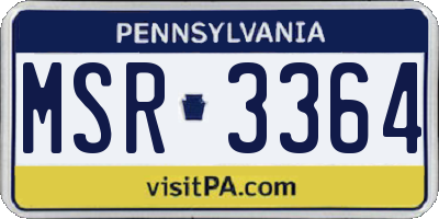 PA license plate MSR3364