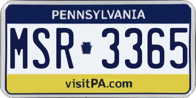 PA license plate MSR3365