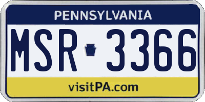 PA license plate MSR3366