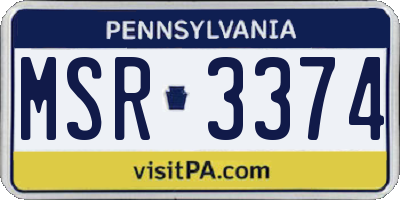 PA license plate MSR3374