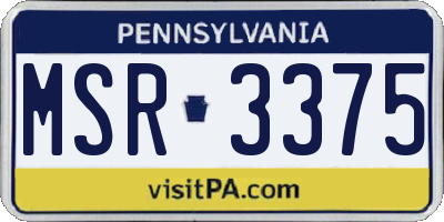 PA license plate MSR3375