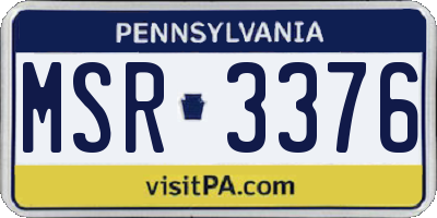 PA license plate MSR3376