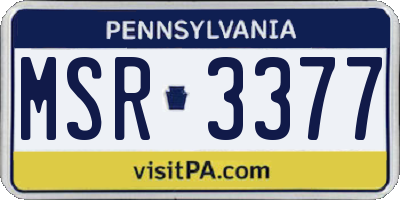 PA license plate MSR3377