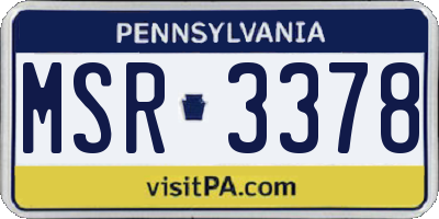 PA license plate MSR3378