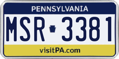PA license plate MSR3381