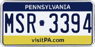 PA license plate MSR3394