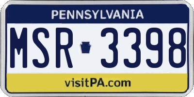 PA license plate MSR3398
