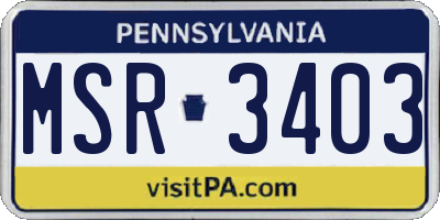 PA license plate MSR3403