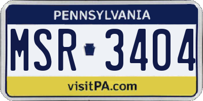 PA license plate MSR3404