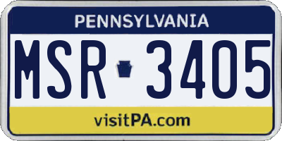 PA license plate MSR3405