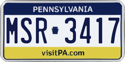 PA license plate MSR3417