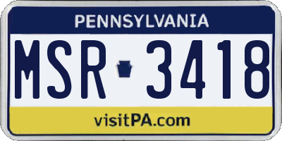 PA license plate MSR3418