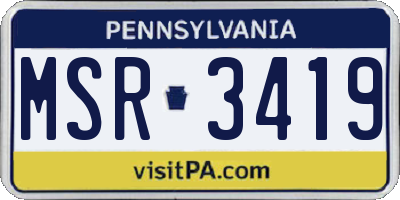 PA license plate MSR3419