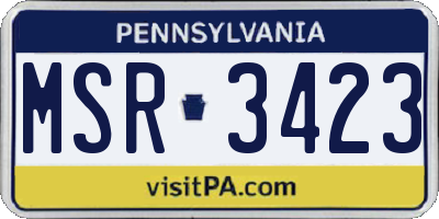 PA license plate MSR3423