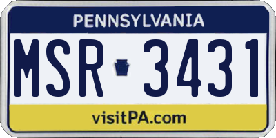 PA license plate MSR3431
