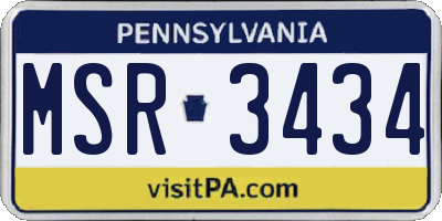 PA license plate MSR3434