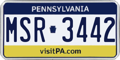 PA license plate MSR3442