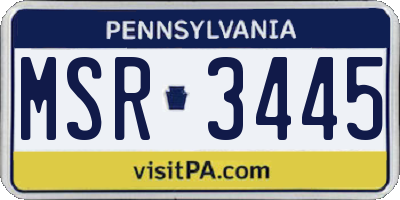 PA license plate MSR3445